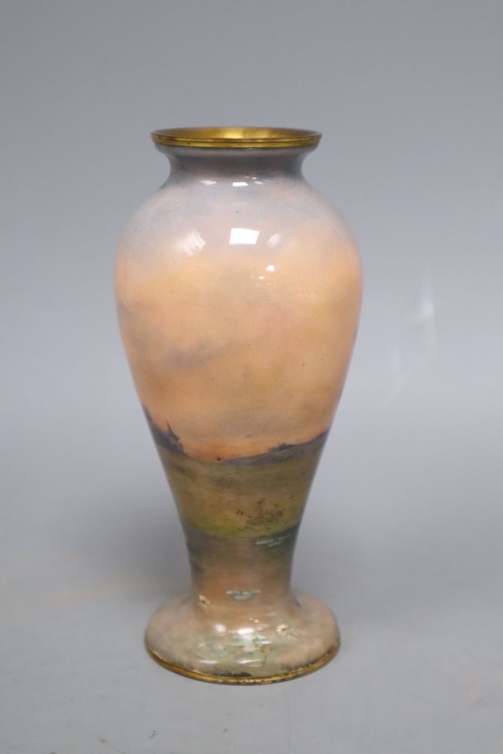 A Limoges enamel vase, signed, height 15cm